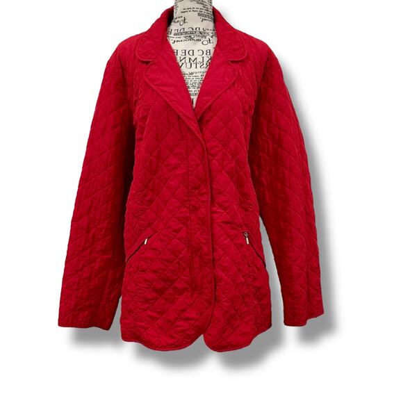 Marina Rinaldi Size 20 (29) Red Quilted Barn Coat Jacket 2X - Picture 2 of 8